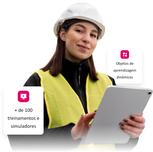 Mulher do setor industrial segurando tablet