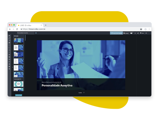 Tela da ferramenta de Builder do LMS Evolke